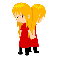 Vector illustration of Gemini in cartoon style