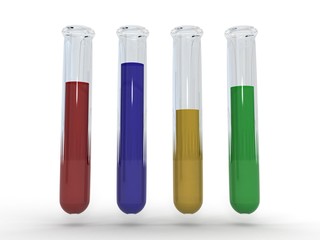 Laboratory test tubes with colored liquid