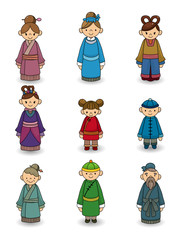 cartoon Chinese people icon set