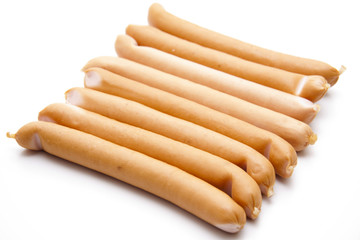 Knackwurst in Reihe gelegt