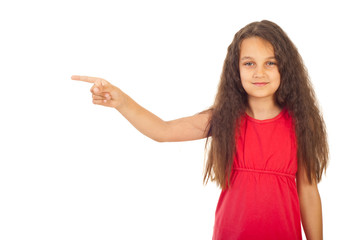 Girl pointing to a side