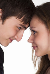 wonderful couple on white