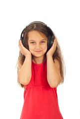 Smiling girl listening music