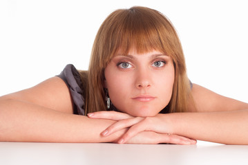 Fototapeta premium beautiful girl at table