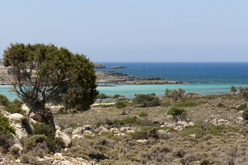 Prachtige lagune van het strand van Elafonissi - Kreta
