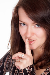 Naklejka premium girl makes silence