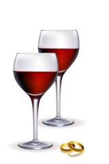 wine in glass with ring