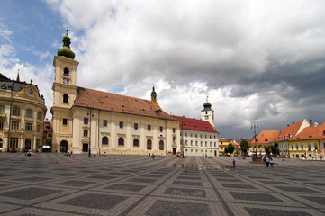 Fototapeta na wymiar main square historical arhitecture in Sibiu Transylvania Romania