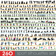 260 sport silhouettes set - obrazy, fototapety, plakaty