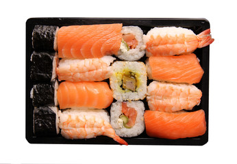 Delicious sushi on  white background