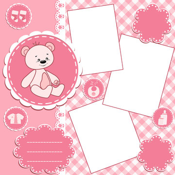 Baby album page. Pink.