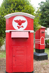 Very old red post box