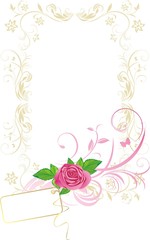 Frame with rose and card. Pattern for design