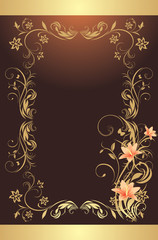 Frame with lilies. Pattern for design of decorative background