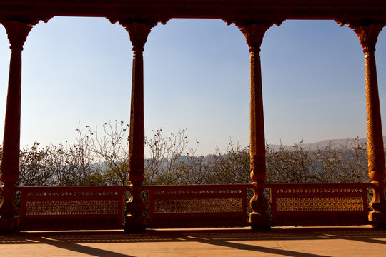 Carved wood pavilion