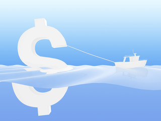 Dollar with boat
