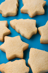 biscuits on blue close up