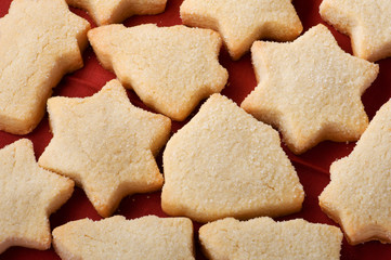 biscuits on red close up