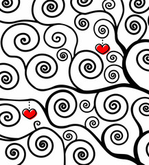 Swirl ornate floral branch with heart (the symbol of love )