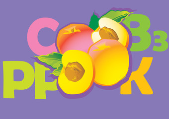 Fruits and vitamins that they contain.  Peaches.