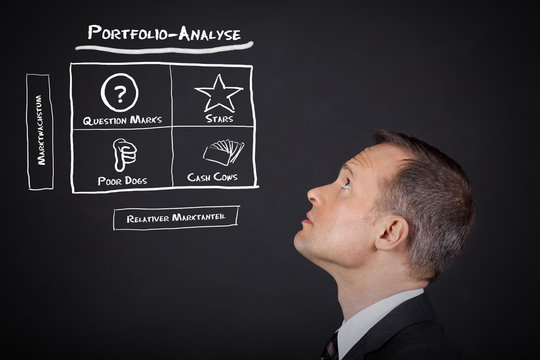 manager denkt an portfolio-analyse