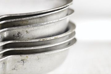 heart cake tin trays stacked