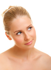 Closeup portrait of young woman