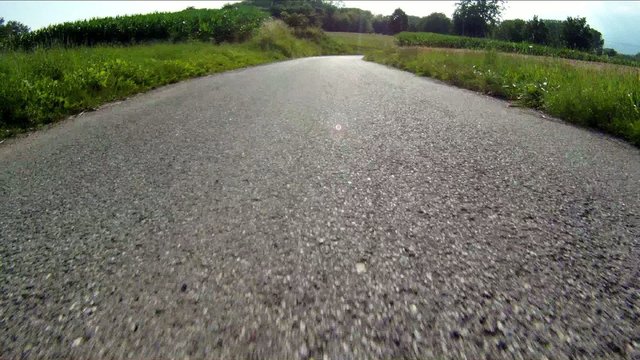 camera-car tra campi di grano e di mais
