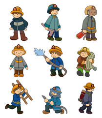 cartoon Fireman icon set.
