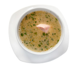 Vegetable soup with salmon