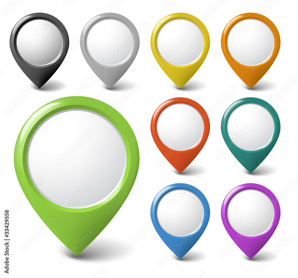 Fototapete set of round 3d pointers with place for your content