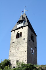 Fototapeta na wymiar Tower of a church in Kobern in Germany