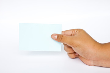 Blank card in the hand