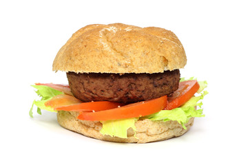 Home made hamburger with lettuce tomato