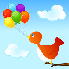 Uccellino e palloncini - Bird and balloons