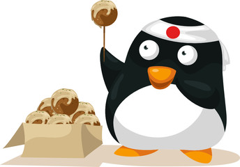 Penguin with takoyaki