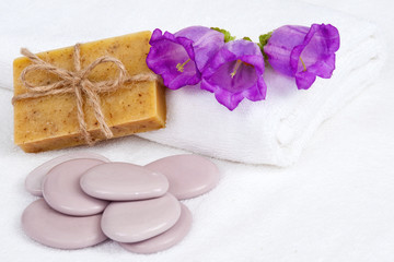 Fototapeta na wymiar Skin care still life with natural soap