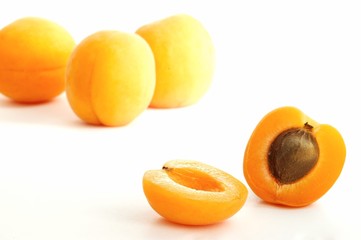 Apricot on white ground