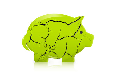 Cracked piggy bank