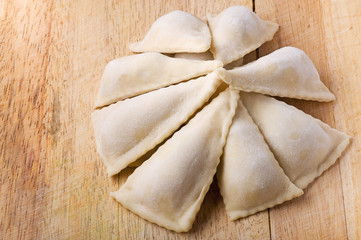 dumplings on a cutting board