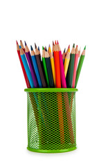 Colourful pencils isolated on the white