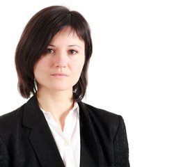 Serious businesswoman isolated on white