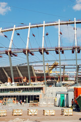 Construction site works of Kyiv's Olympic stadium
