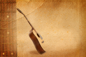 Guitar on old paper