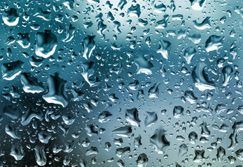 Water drops, abstract blue background