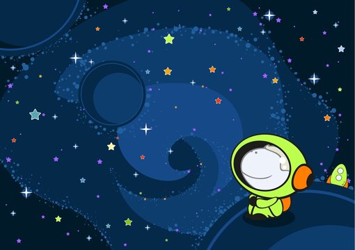 Little astronaut in an open space