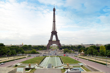 The Eiffel Tower on a sunny day in Paris