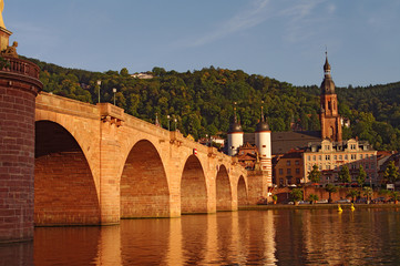Fototapeta na wymiar View at old town and city bridge in Heidelberg