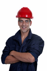 worker with red helmet