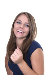 smiling girl with blue eyes